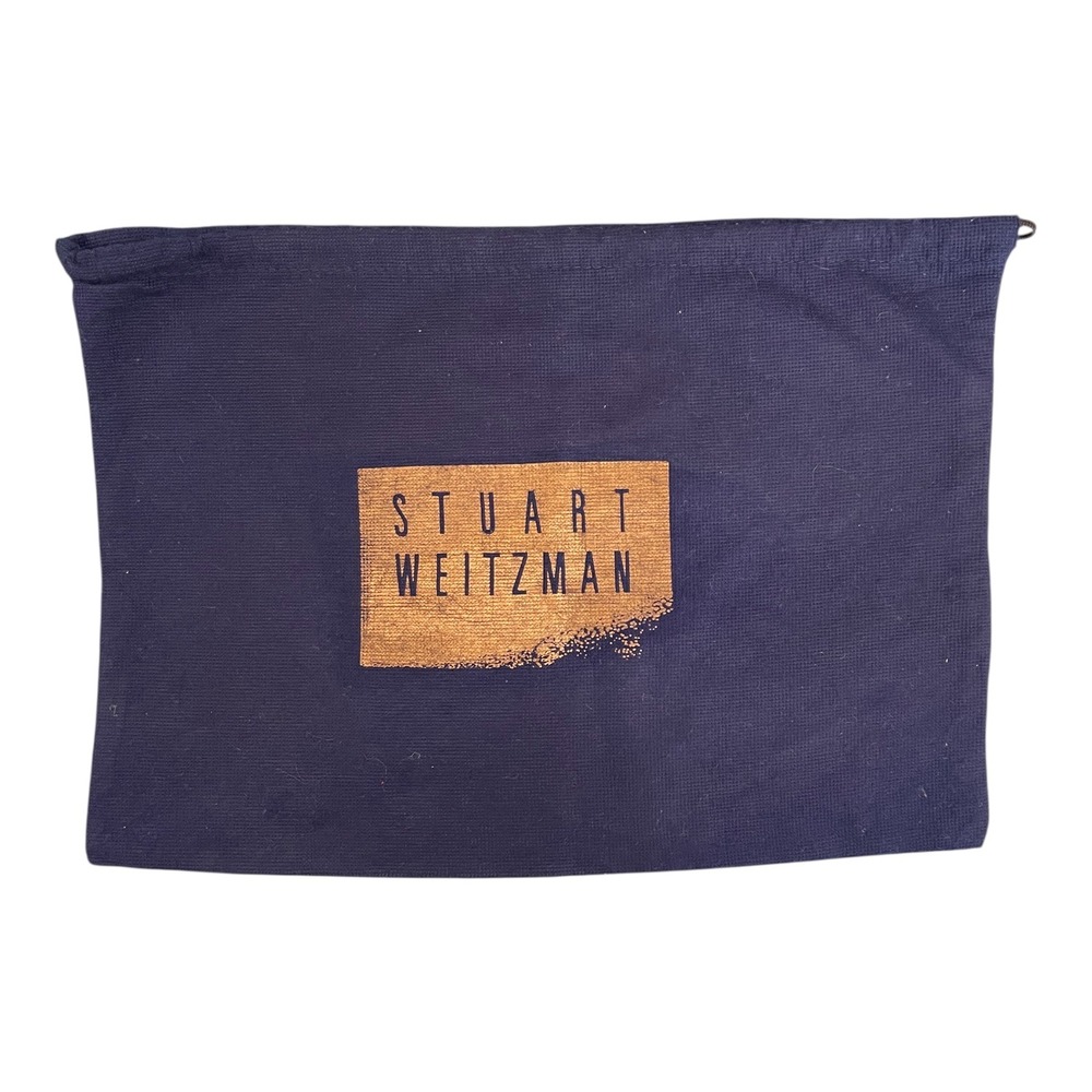 Stuart Weitzman 10"‎ x 14.5" Navy Blue Drawstring Dust Bag With Gold Logo